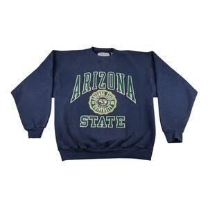 Vintage Arizona State Sun Devils Crewneck Sweatshirt Made in USA Medium Blue